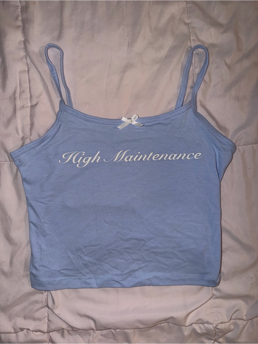 wild fable Light Blue Cropped Cami with Script